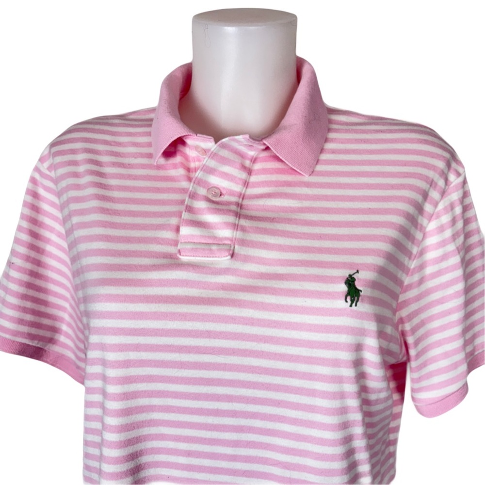 Polo by Ralph Lauren Custom Fit Pink and White Striped Polo - Picture 3 of 9